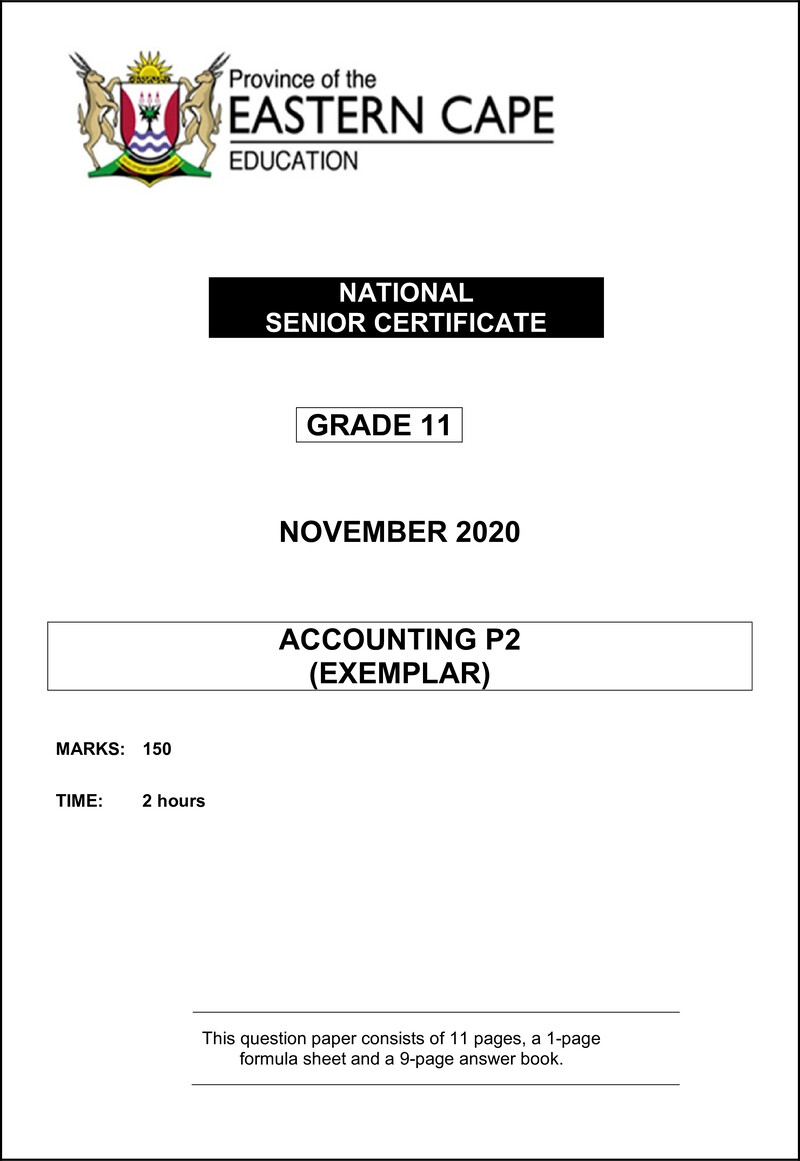 Accounting P2 Gr11 QP Nov2020 Eng