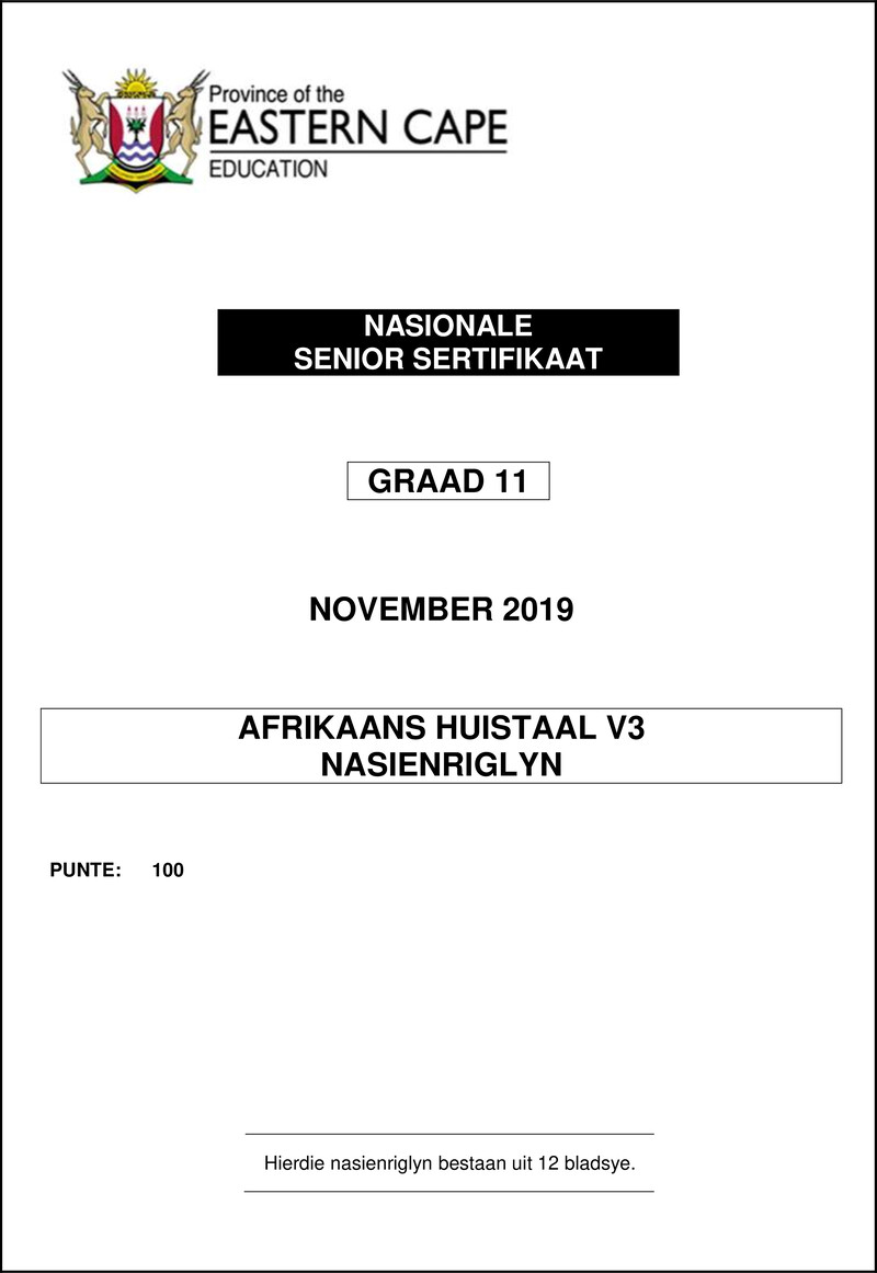 Afr Hl P3 Gr11 Memo Nov 2019