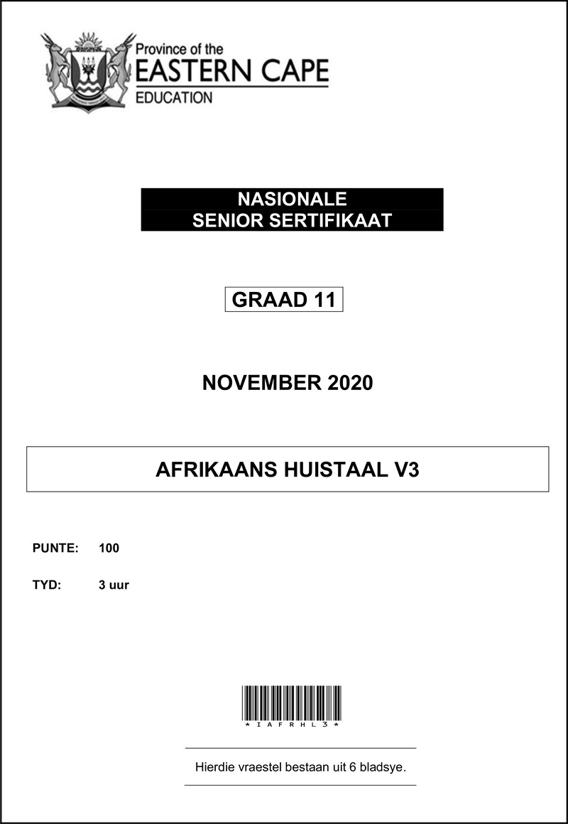 Afr Hl P3 Gr11 QP Nov 2020 D