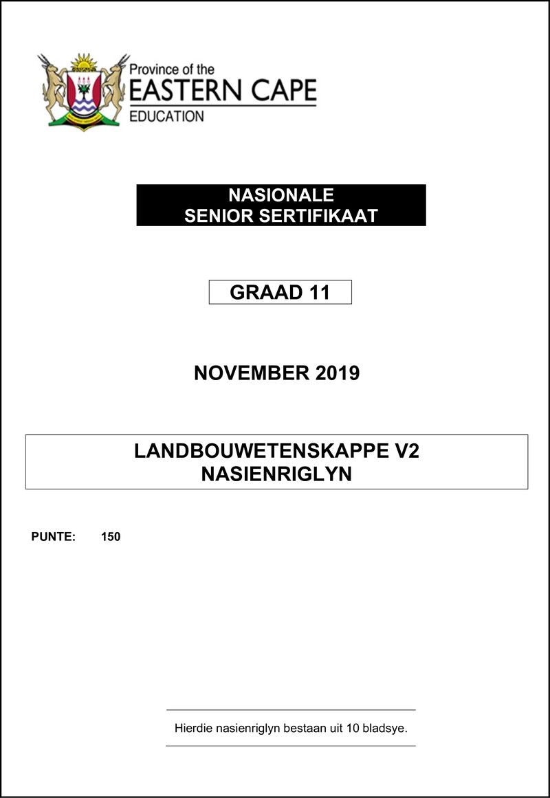 Agr Sciences P2 Memo Gr11 Nov 2019 Afr