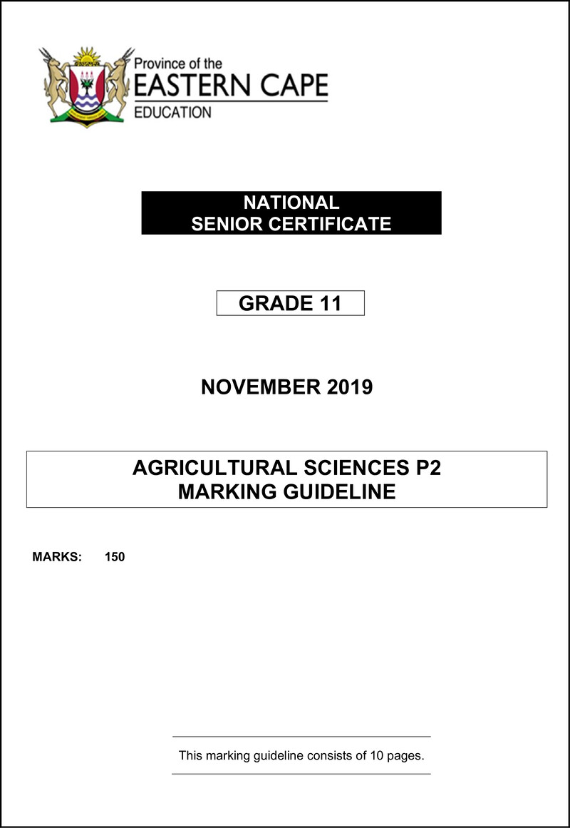 Agr Sciences P2 Memo Gr11 Nov 2019 Eng