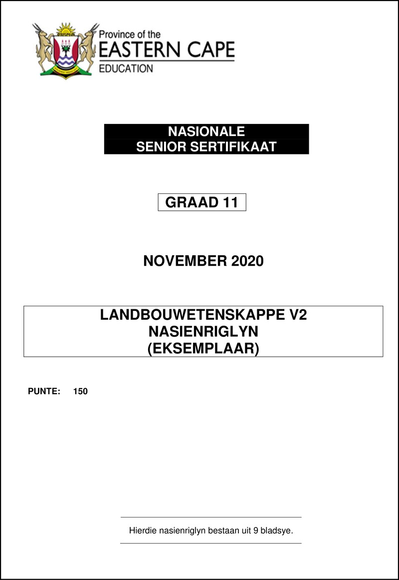 Agric Sc P2 Memo Gr11 Nov 2020 Afr