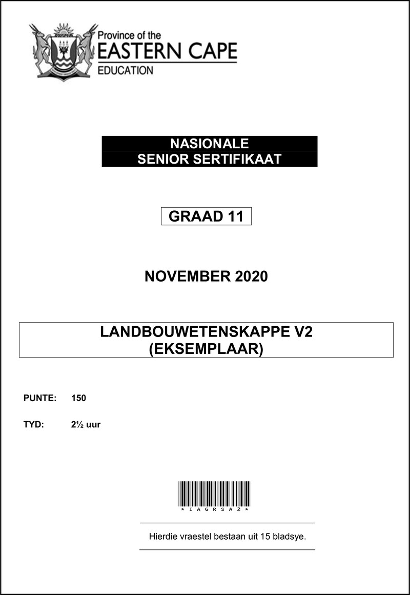 Agric Sc P2 QP Memo Gr11 Nov2020 Afr D