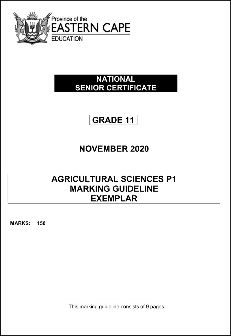Agric Sciences P1 Gr11 Memo Nov2020 Eng D