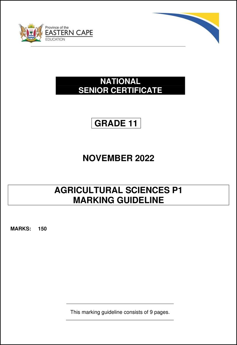Agric Sciences P1 Memo Gr11 Nov 2022 Eng