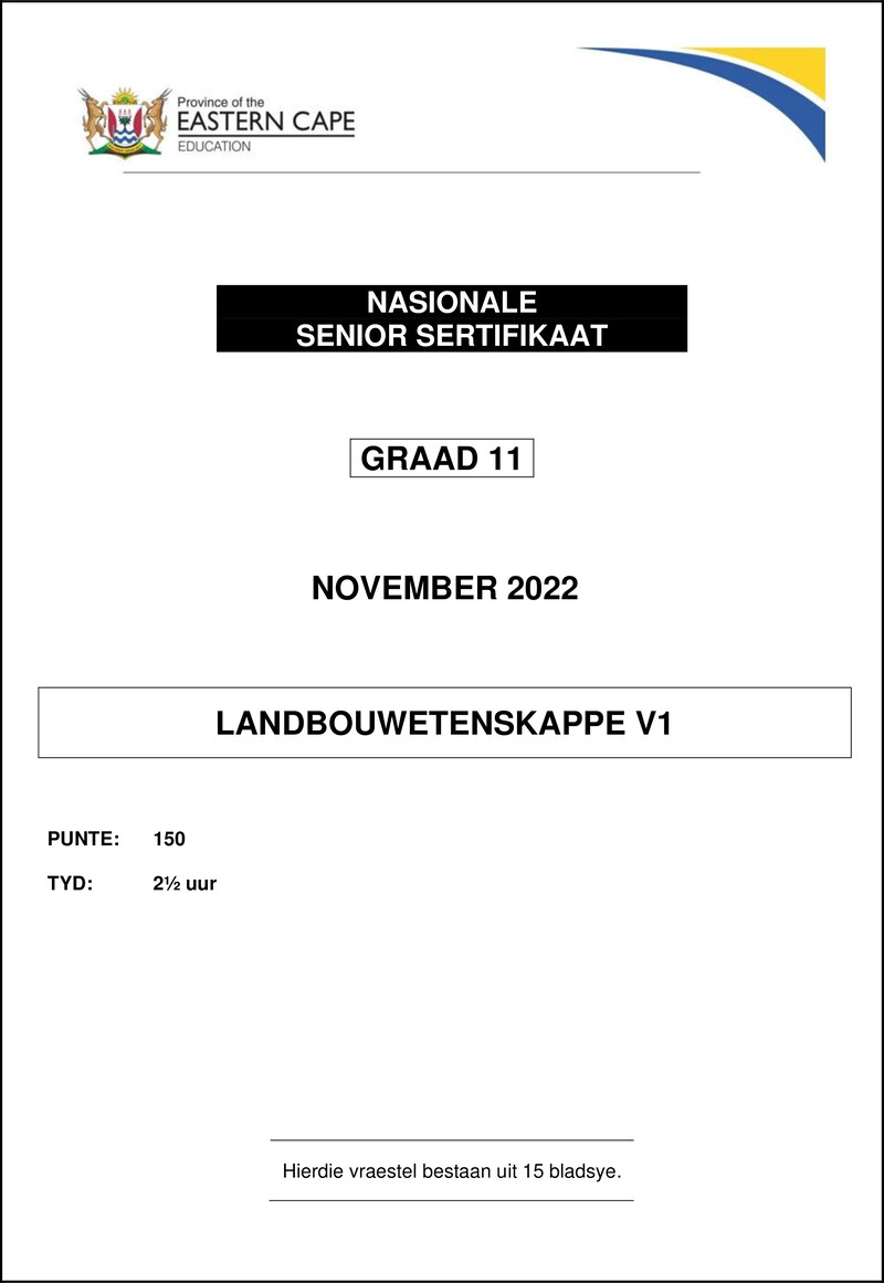 Agric Sciences P1 QP Gr11 Nov2022 Afr