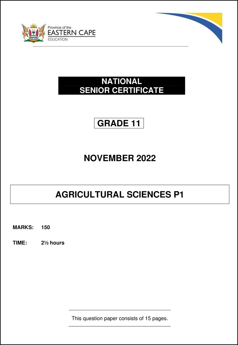 Agric Sciences P1 QP Gr11 Nov2022 Eng