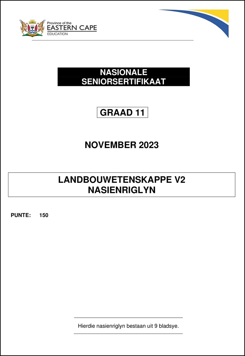 Agric Sciences P2 Gr11 Memo Nov2023 Afr