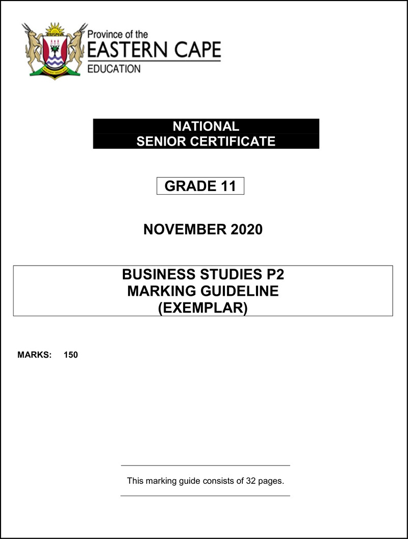 Bus Studies P2 Gr11 Memo Nov2020 Eng
