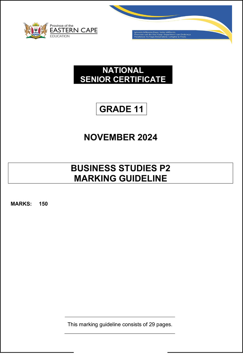 Business Studies Grade 11 P2 Mg Eng