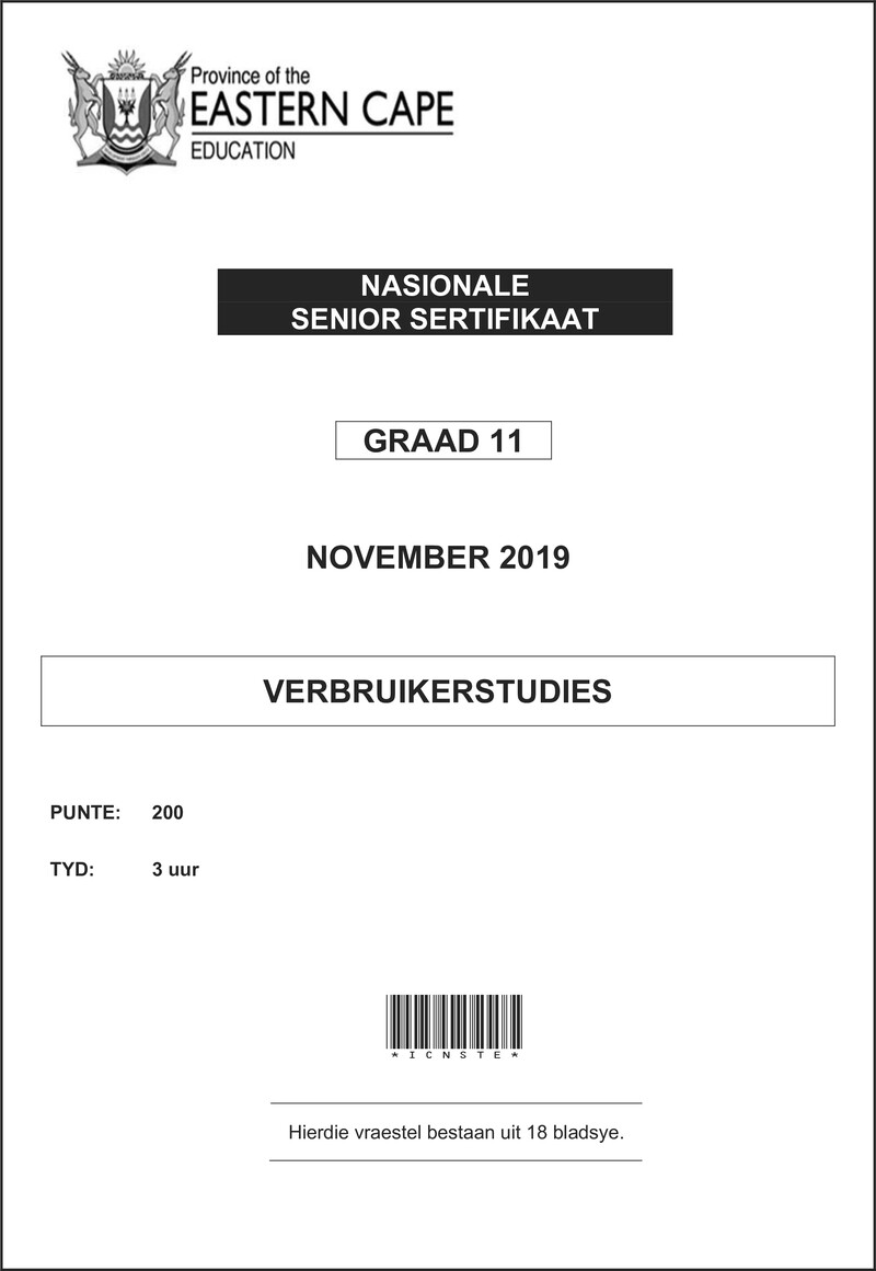 Grade 11 Verbruikerstudies past paper 2019 – cons studies qp gr11 nov 2019 afr d