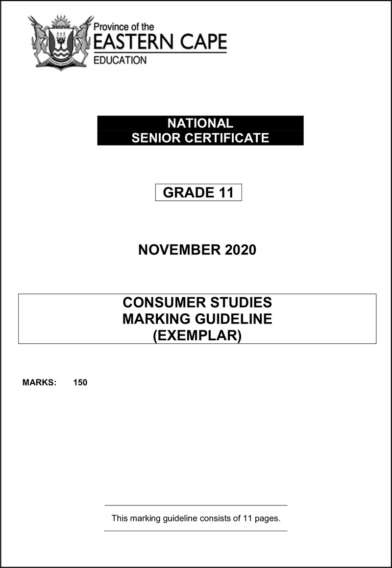 Consumer Studies Gr11 Memo Nov2020 Eng D