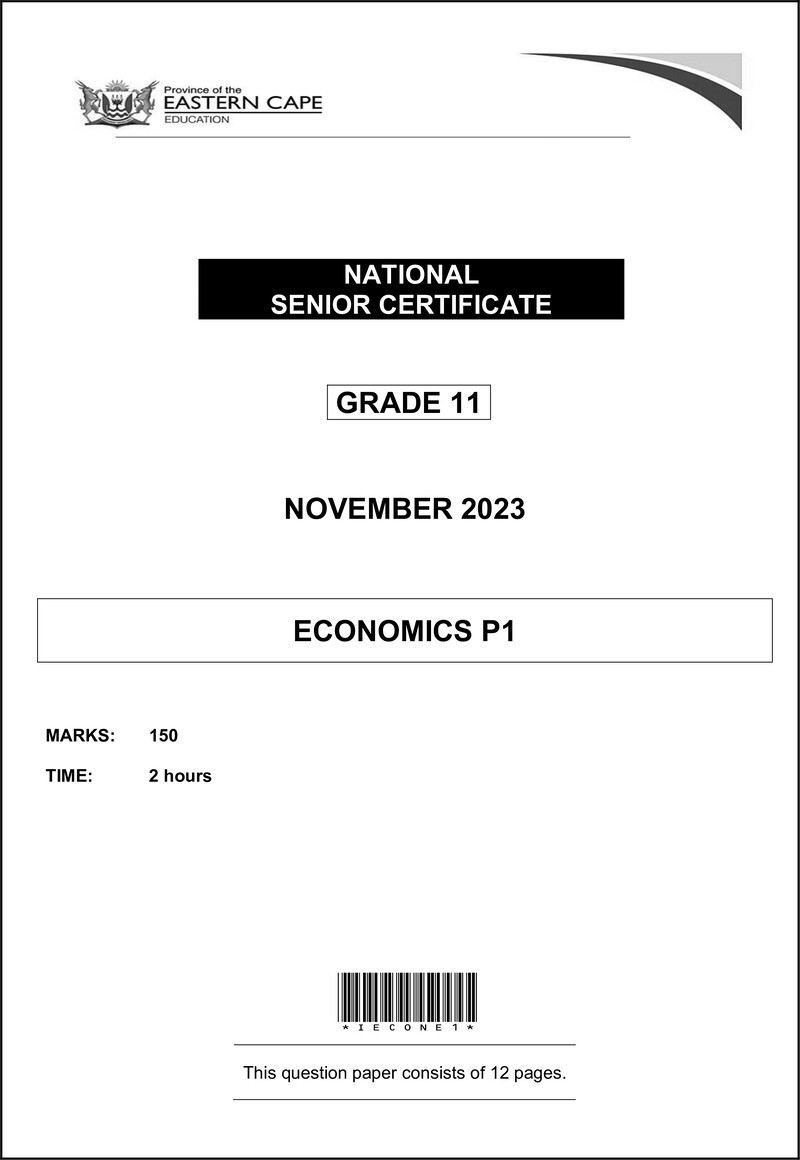 Grade 11 Economics past paper 2023 – economics p1 gr11 qp nov 2023 eng d
