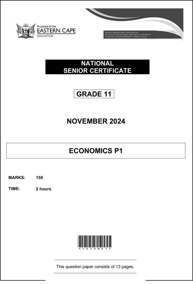 Grade 11 Economics past paper 2024 – economics p1 gr11 qp nov 2024 eng d