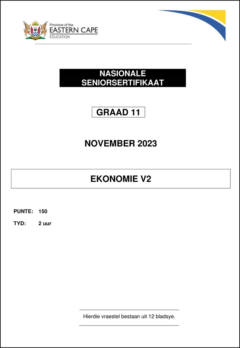 Economics P2 QP Gr11 Nov2023 Afr