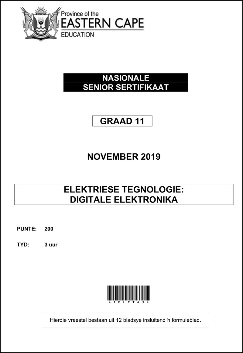 Grade 11 Elektriese Tegnologie past paper 2019 – elec tech qp gr11 nov 2019 digital afr d