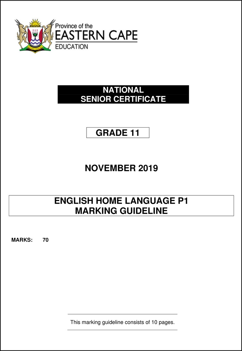 Eng Hl P1 Gr11 Memo Nov2019