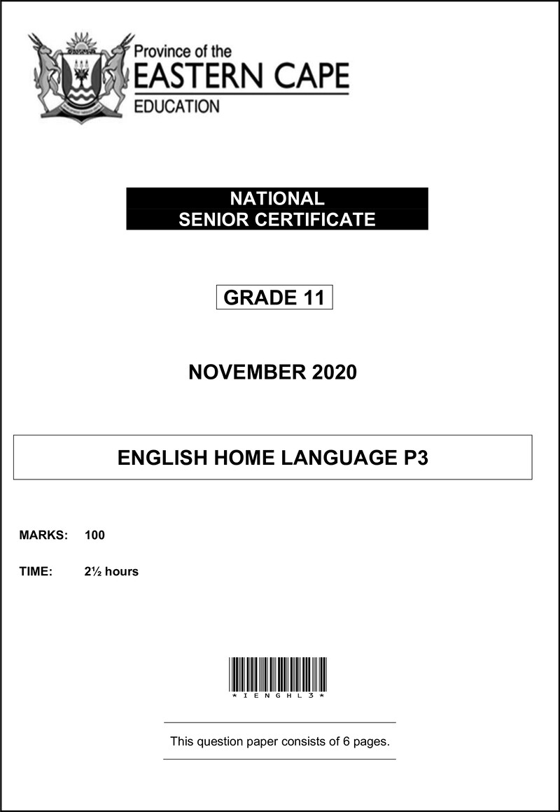 Enghl P3 Gr11 QP Memo Nov 2020 D