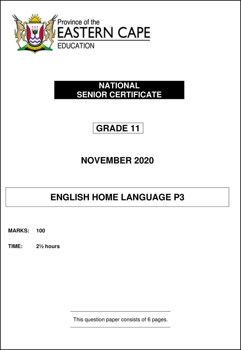 Enghl P3 Gr11 QP Nov 2020