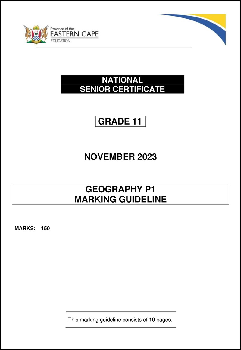 Grade 11 Geography past paper 2023 – geography p1 memo gr11 nov 2023 eng