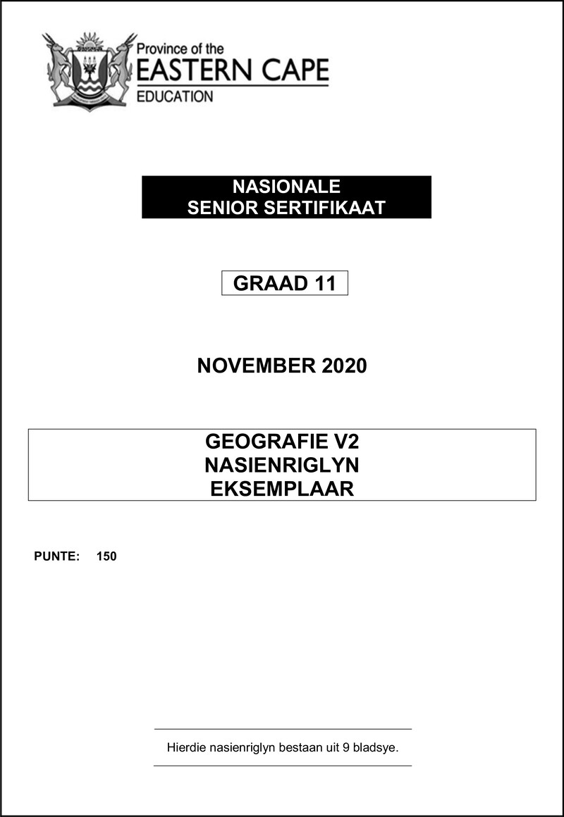 Geography P2 Memo Gr11 Nov2020 Afr D