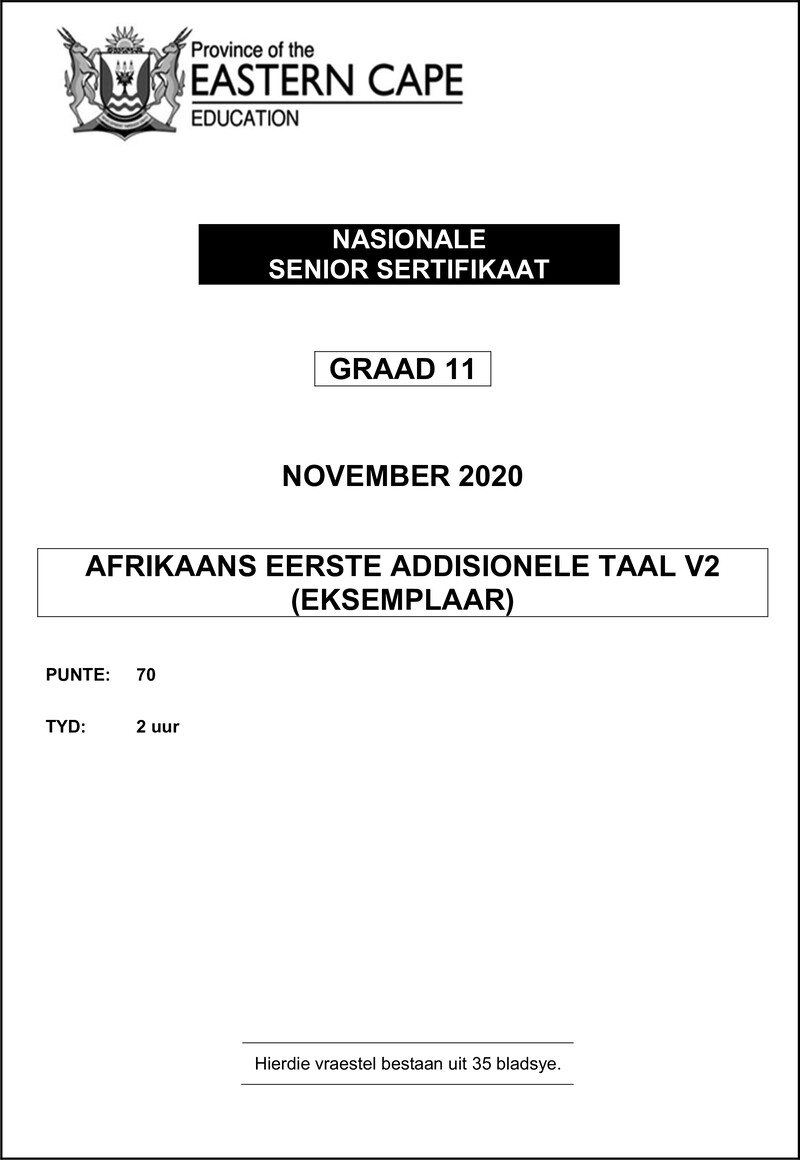 Grade 11 Afr Fal P2 QP Nov 2020 D