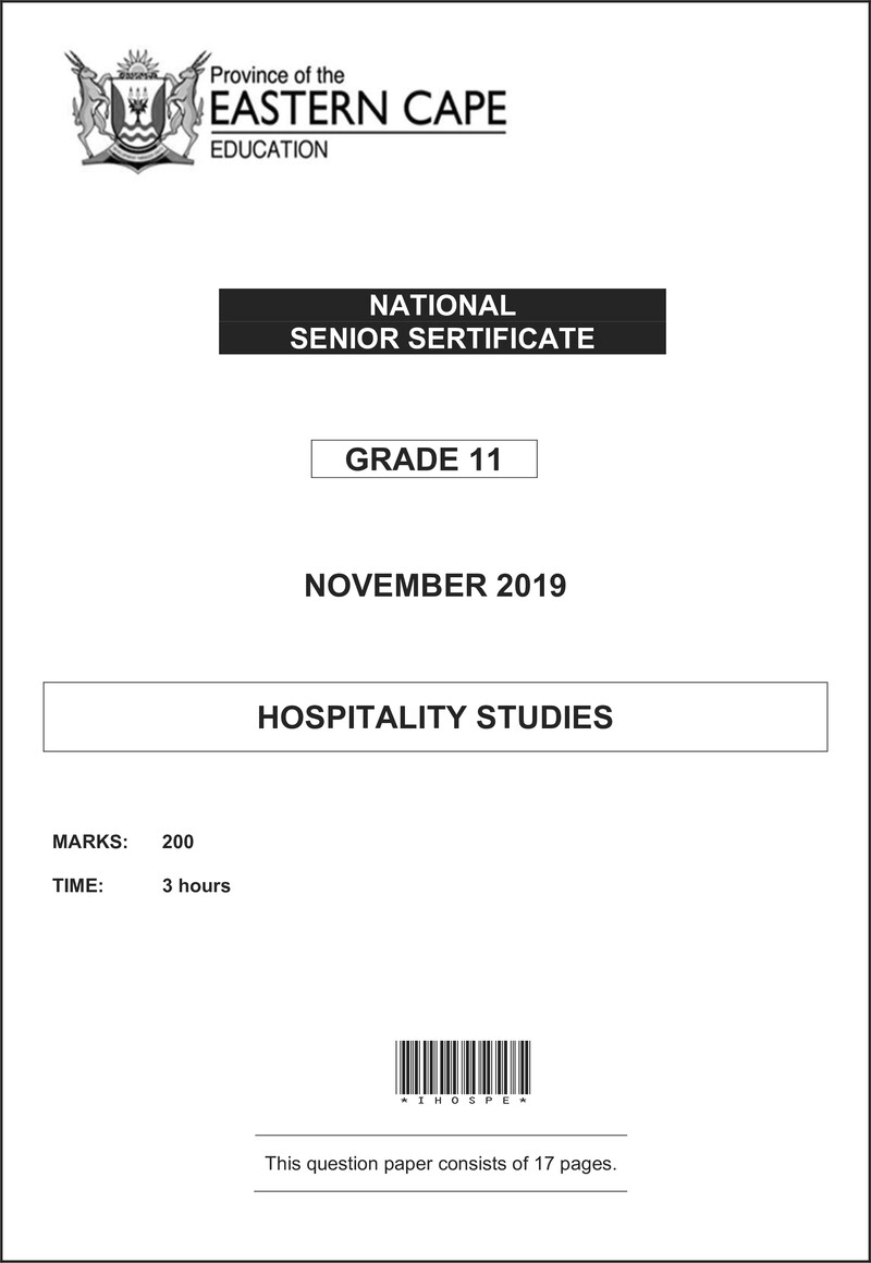 Hospitality Studies QP Gr11 Nov2019 Eng D