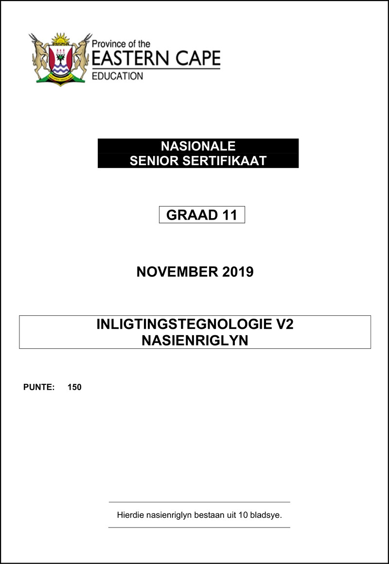 Info Tech P2 Gr11 Memo November 2019 Afr