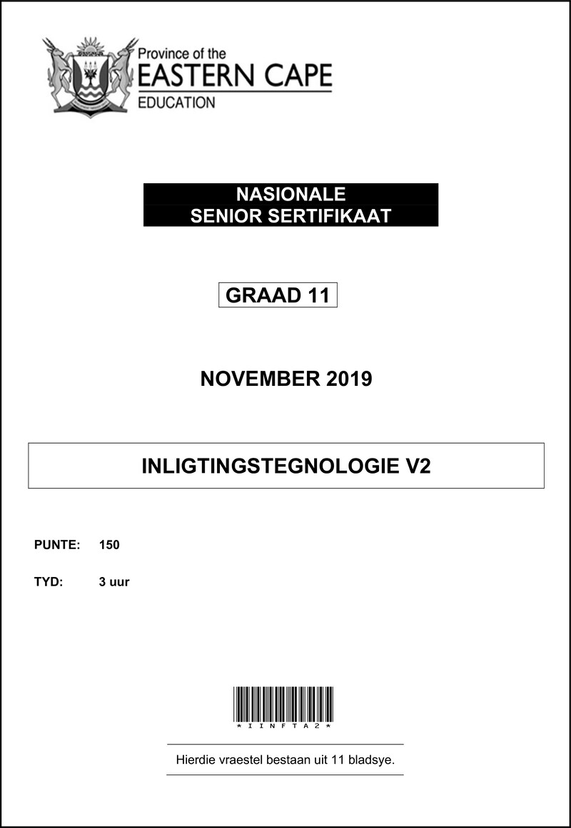 Grade 11 Inligtingstegnologie past paper 2019 – info tech p2 gr11 qp november 2019 afr d