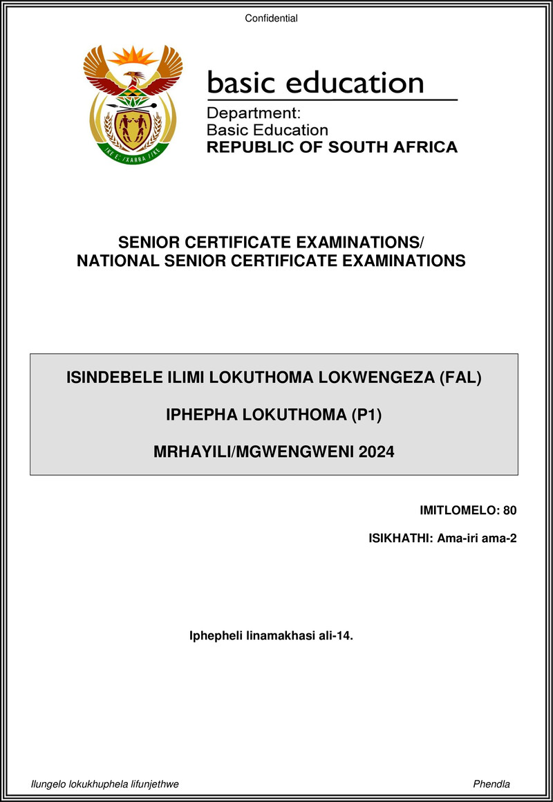 Isindebele Fal P1 May June 2024