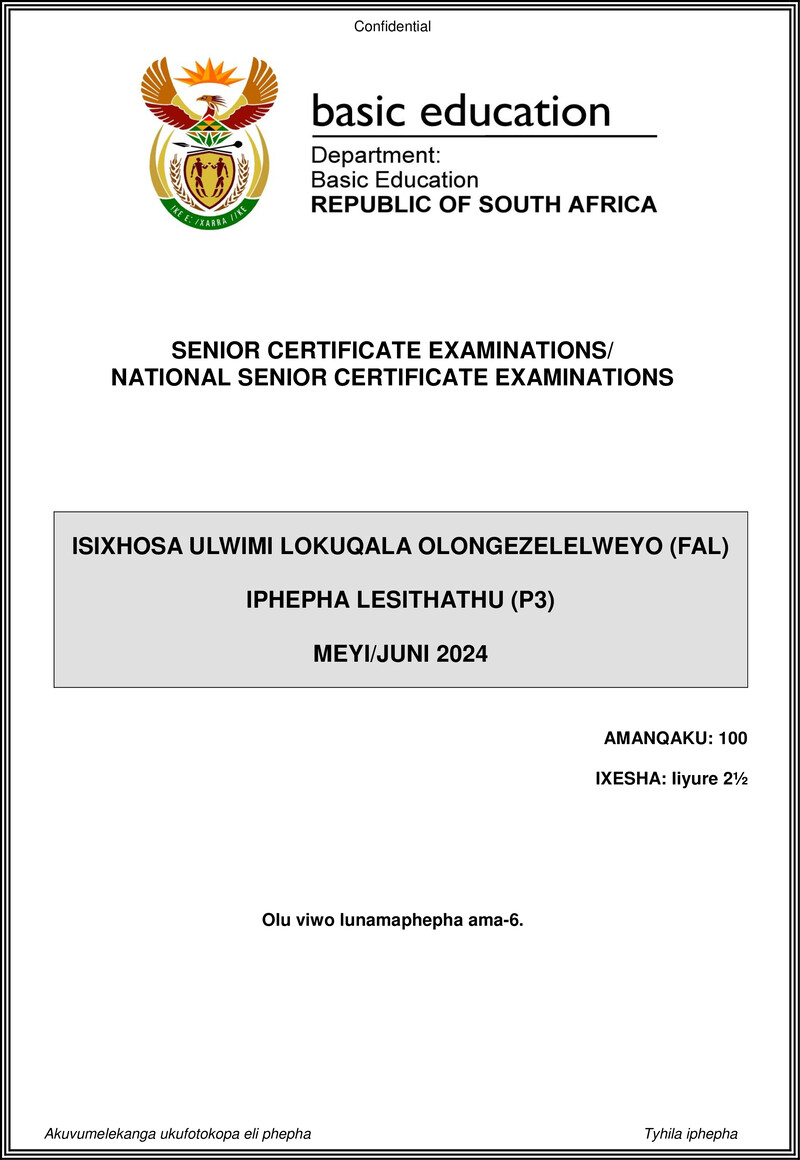 Isixhosa Fal P3 May June 2024