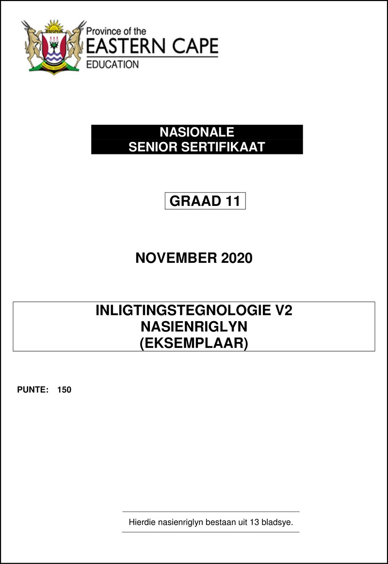 It P2 Gr11 Memo 2020 Afr