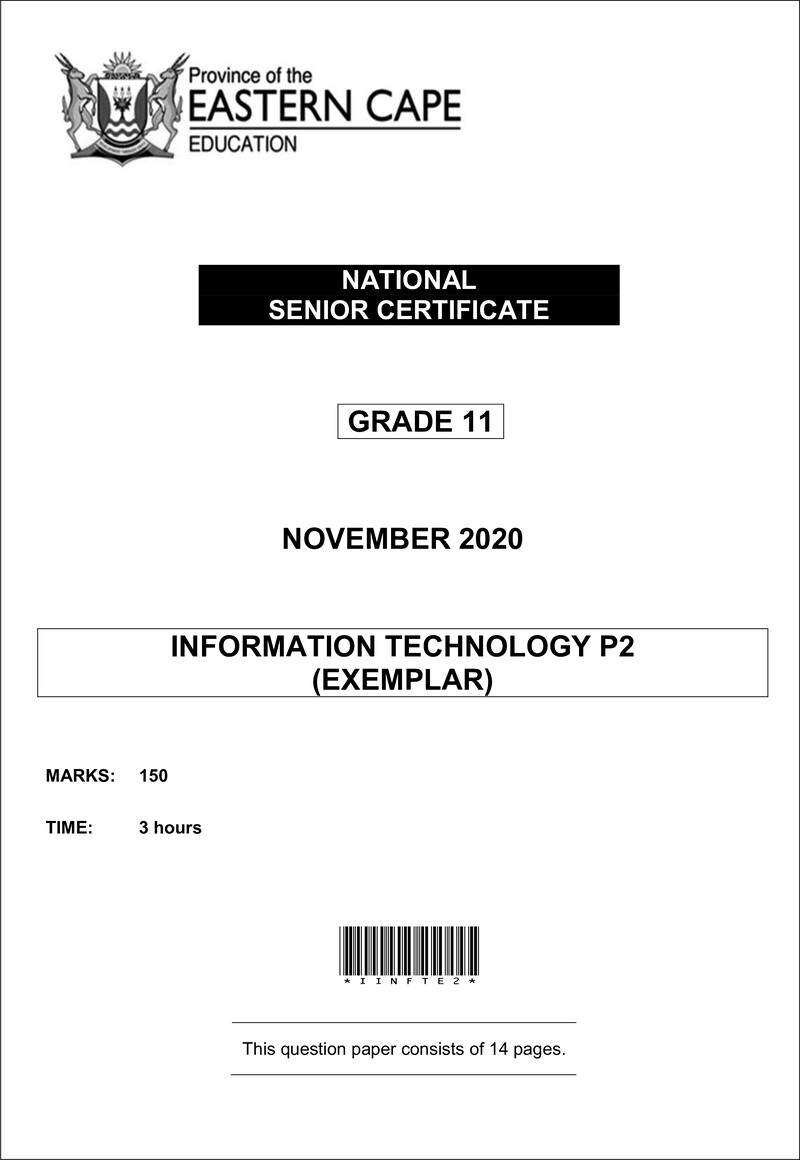 Grade 11 Information Technology past paper 2020 – it p2 gr11 qp eng nov2020 eng d