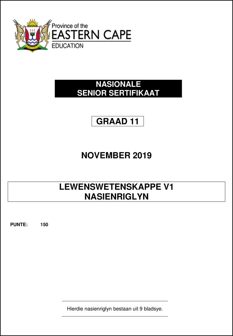 Life Sciences P1 Gr11 Memo Nov2019 Afr