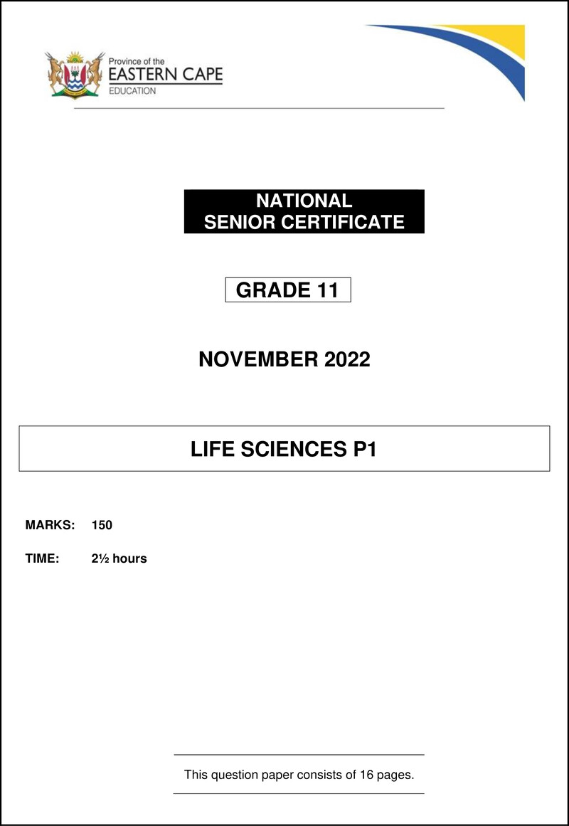 Grade 11 Life Sciences past paper 2022 – life sciences p1 qp gr11 nov2022 eng