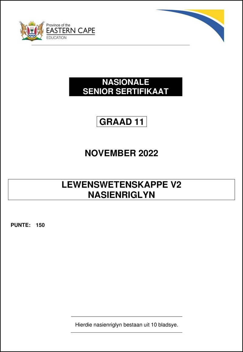 Life Sciences P2 Gr11 Memo Nov2022 Afr