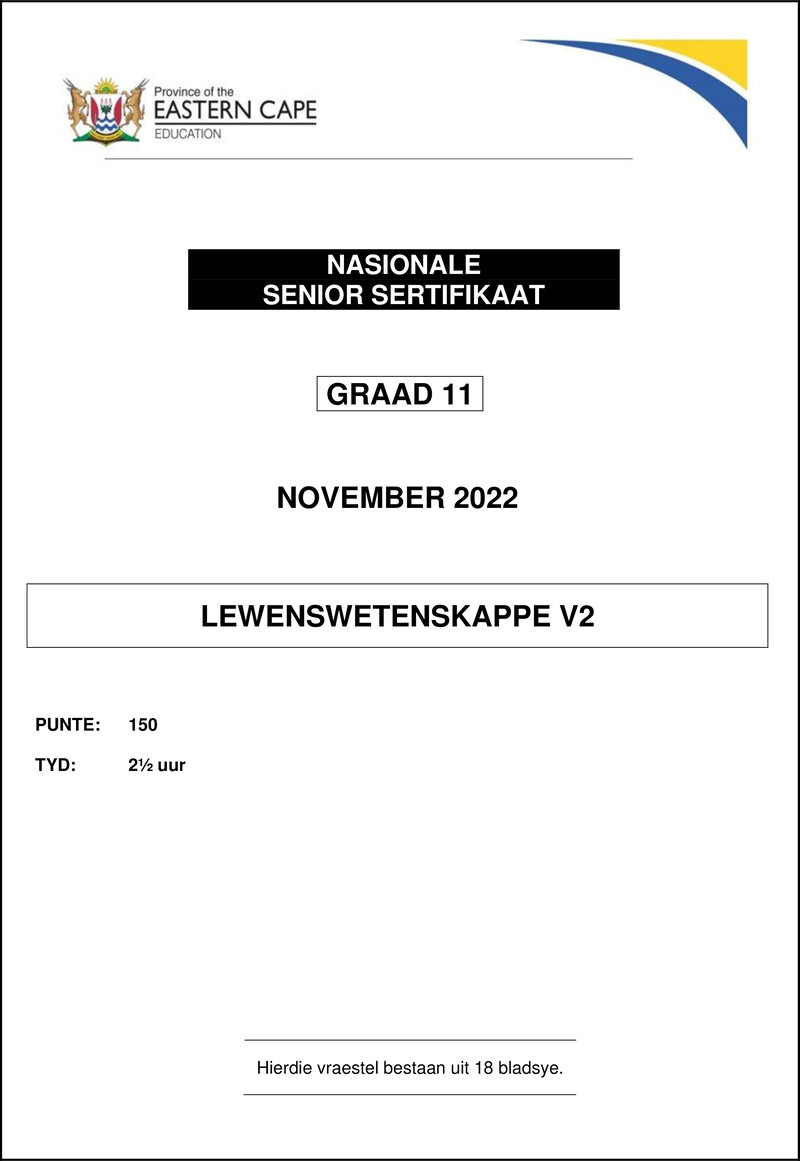 Life Sciences P2 Gr11 QP Nov 2022 Afr