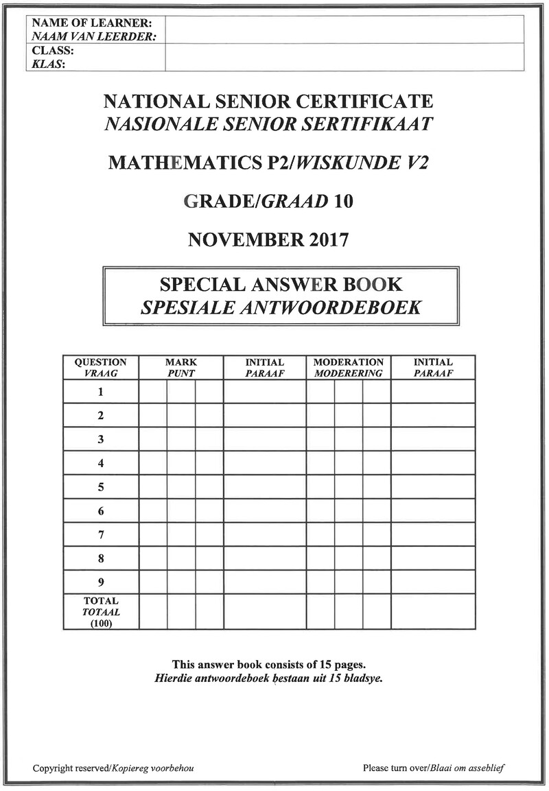 Mathematics P2 Grade 10 Nov 2017 Answer Book Afr Eng