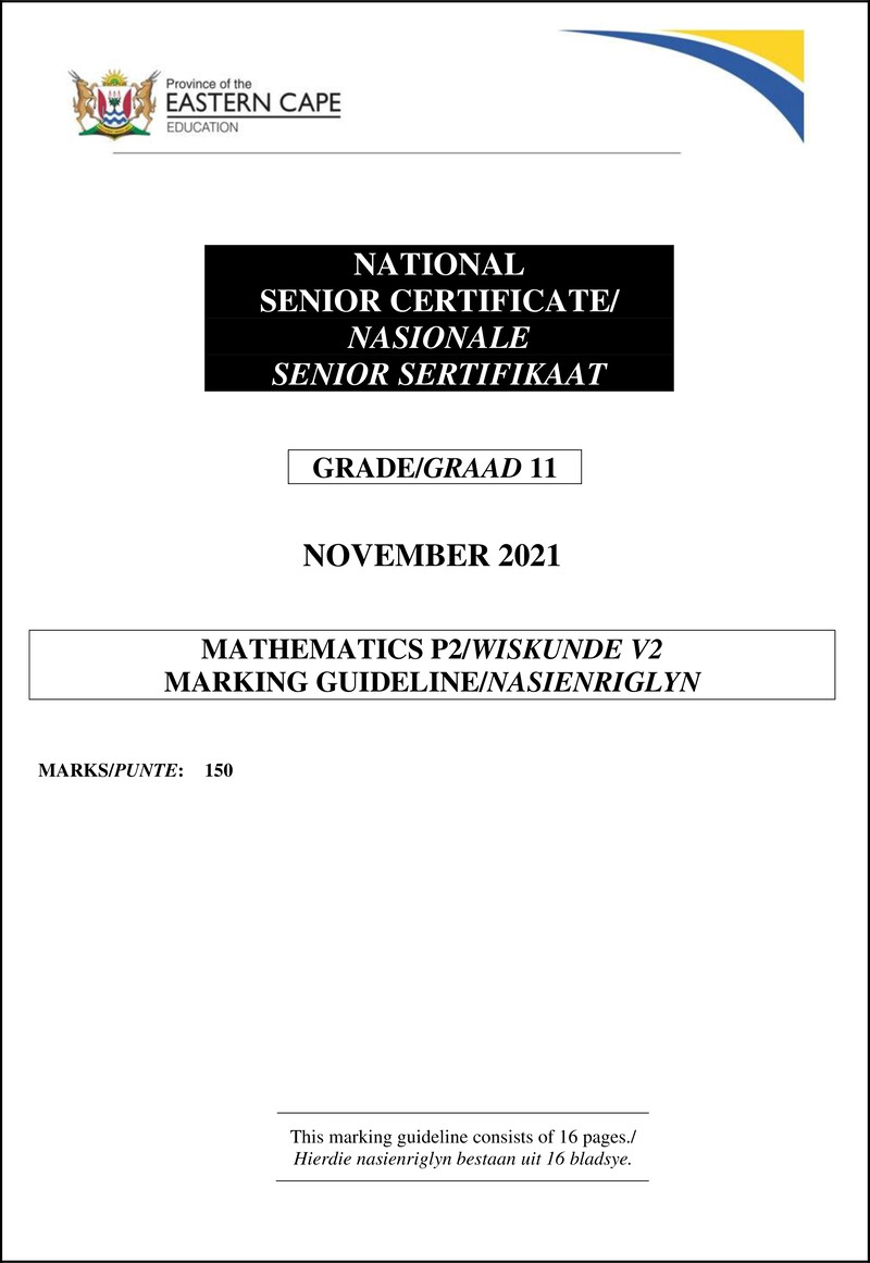 Maths P2 Gr11 Memo Nov 2022 Afr Engl Translated