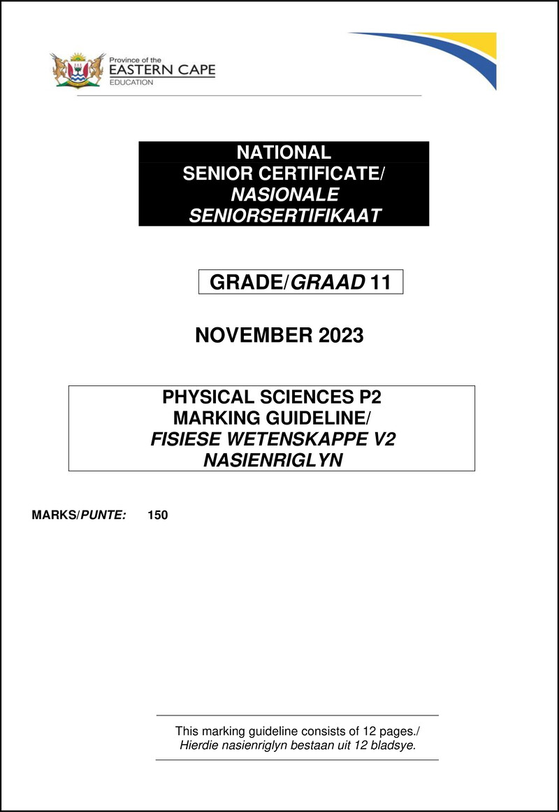 Phys Sciences P2 Memo Gr11 Nov2023 Afr English