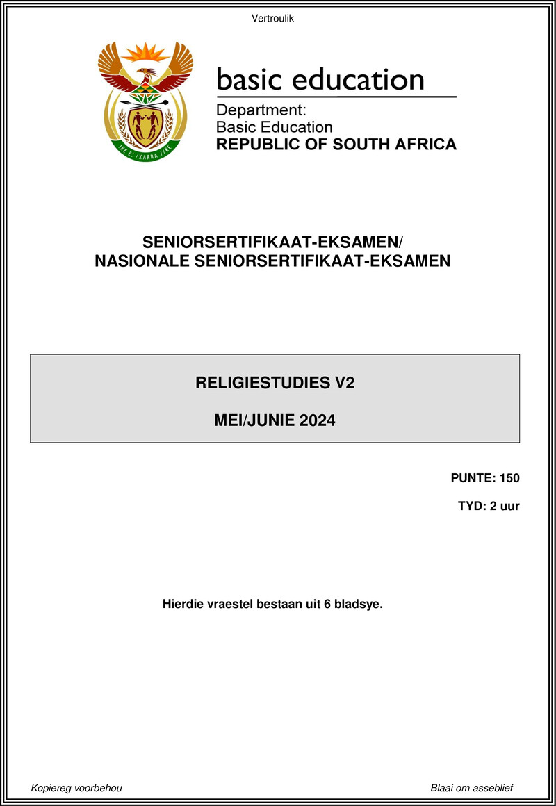 Religion Studies P2 May June 2024 Afr