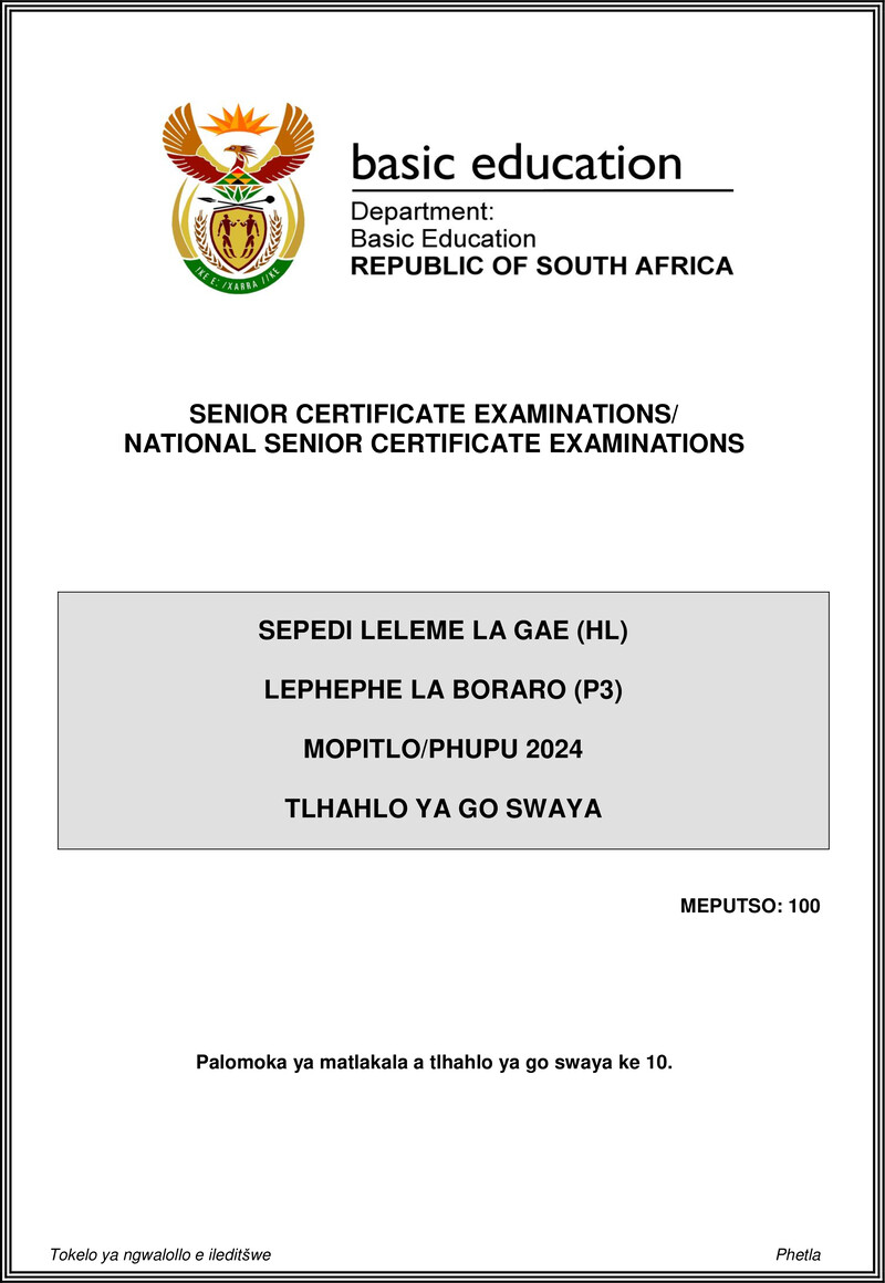 Sepedi Hl P3 May June 2024 Mg