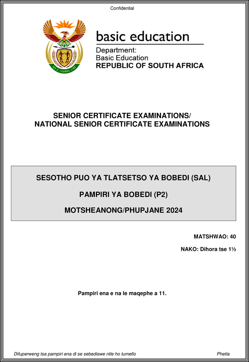 Sesotho Sal P2 May June 2024