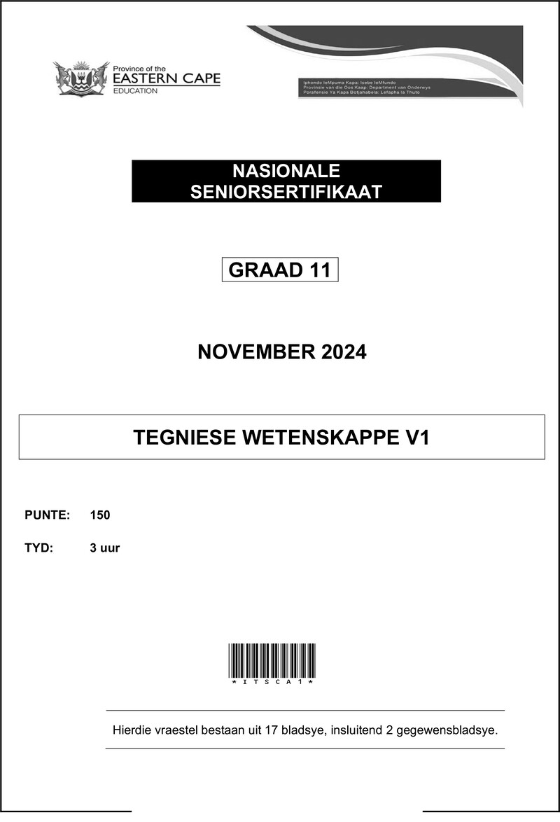 Tech Sciences P1 QP Gr11 Nov 2024 Afr D