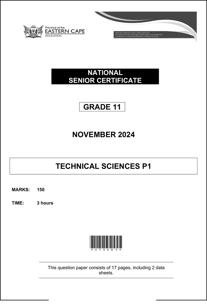Grade 11 Technical Sciences past paper 2024 – tech sciences p1 qp gr11 nov 2024 eng d