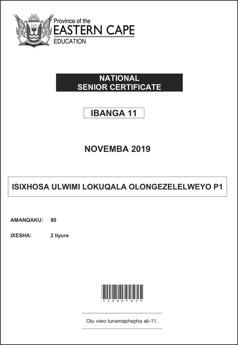 Xhosa Fal P1 QP Gr11 Nov 2019 D