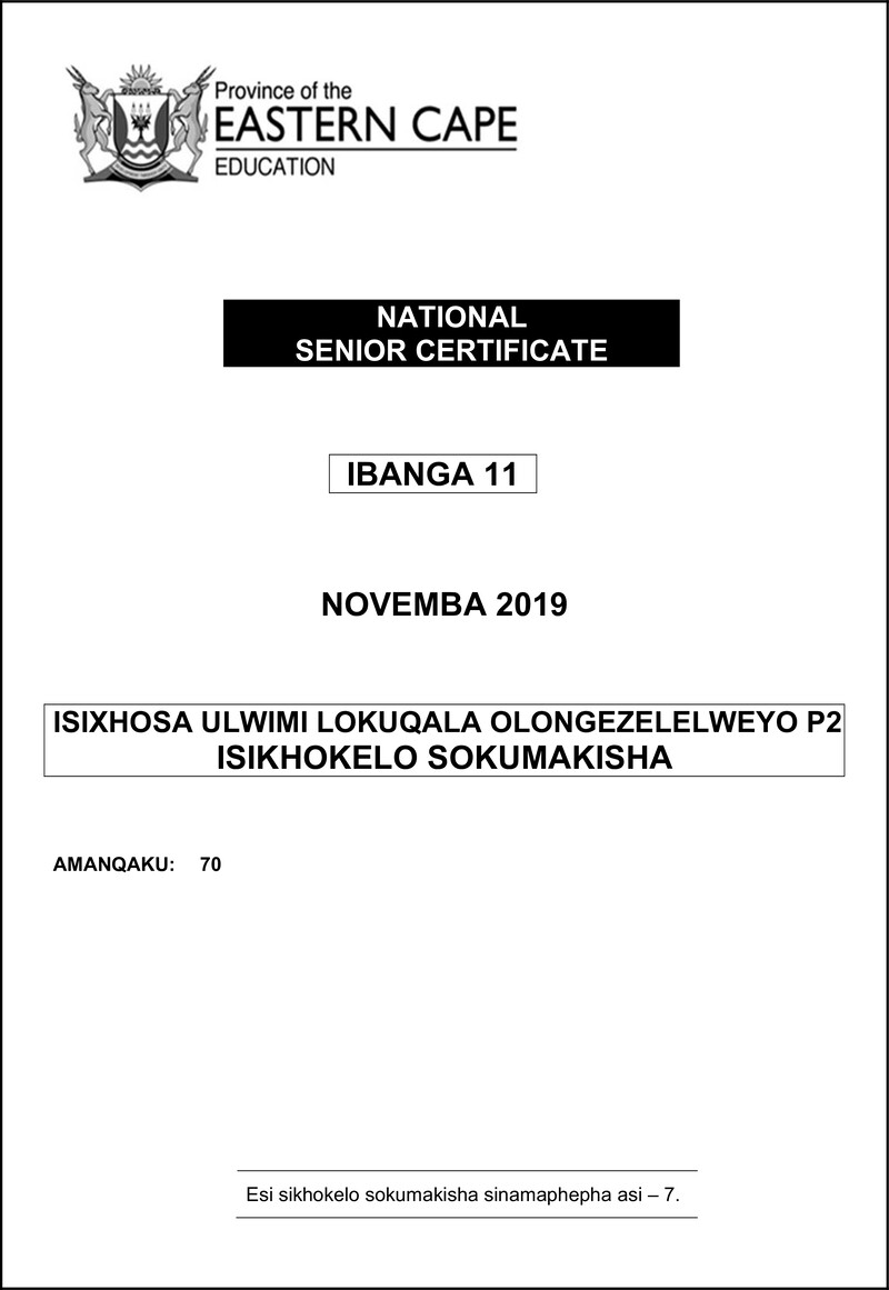 Xhosa Fal P2 Gr11 2019 Memo D
