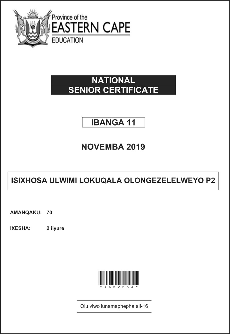 Xhosa Fal P2 Gr11 2019 QP D