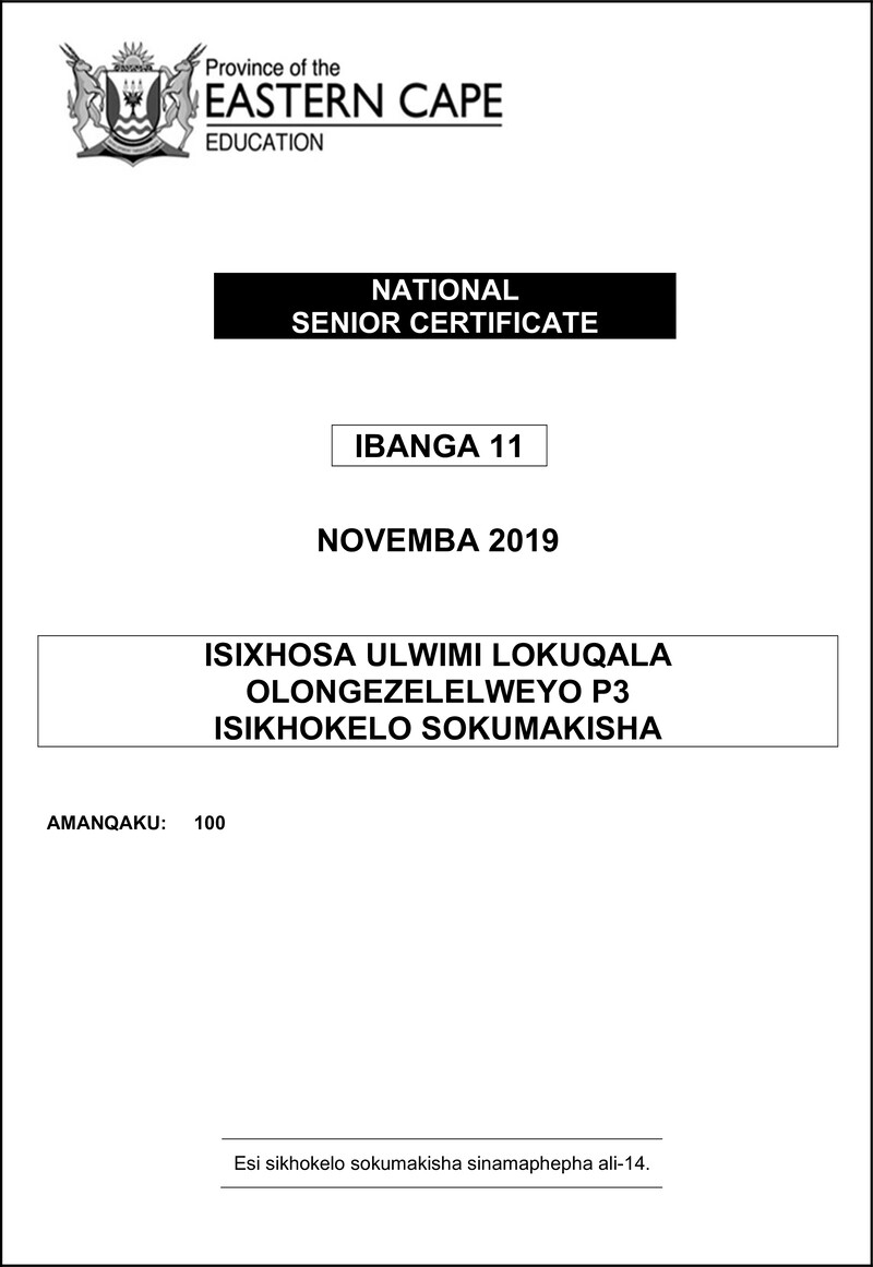 Xhosa Fal P3 Memo Gr11 Nov 2019 D