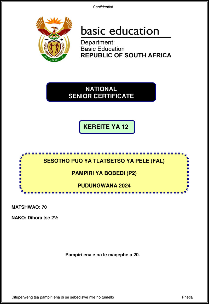 Sesotho Fal P2 Nov 2024 Gr12